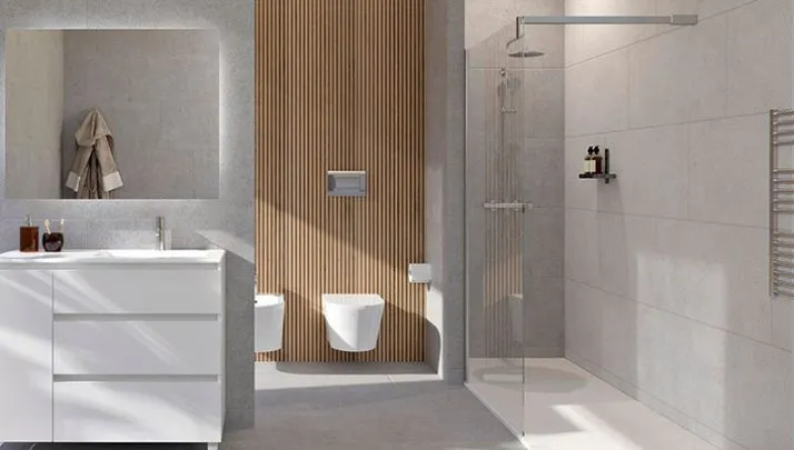 Mampara y zona de ducha para baño