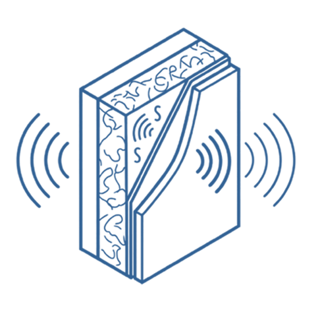 Icono de aislamiento acústico para control del ruido en edificios